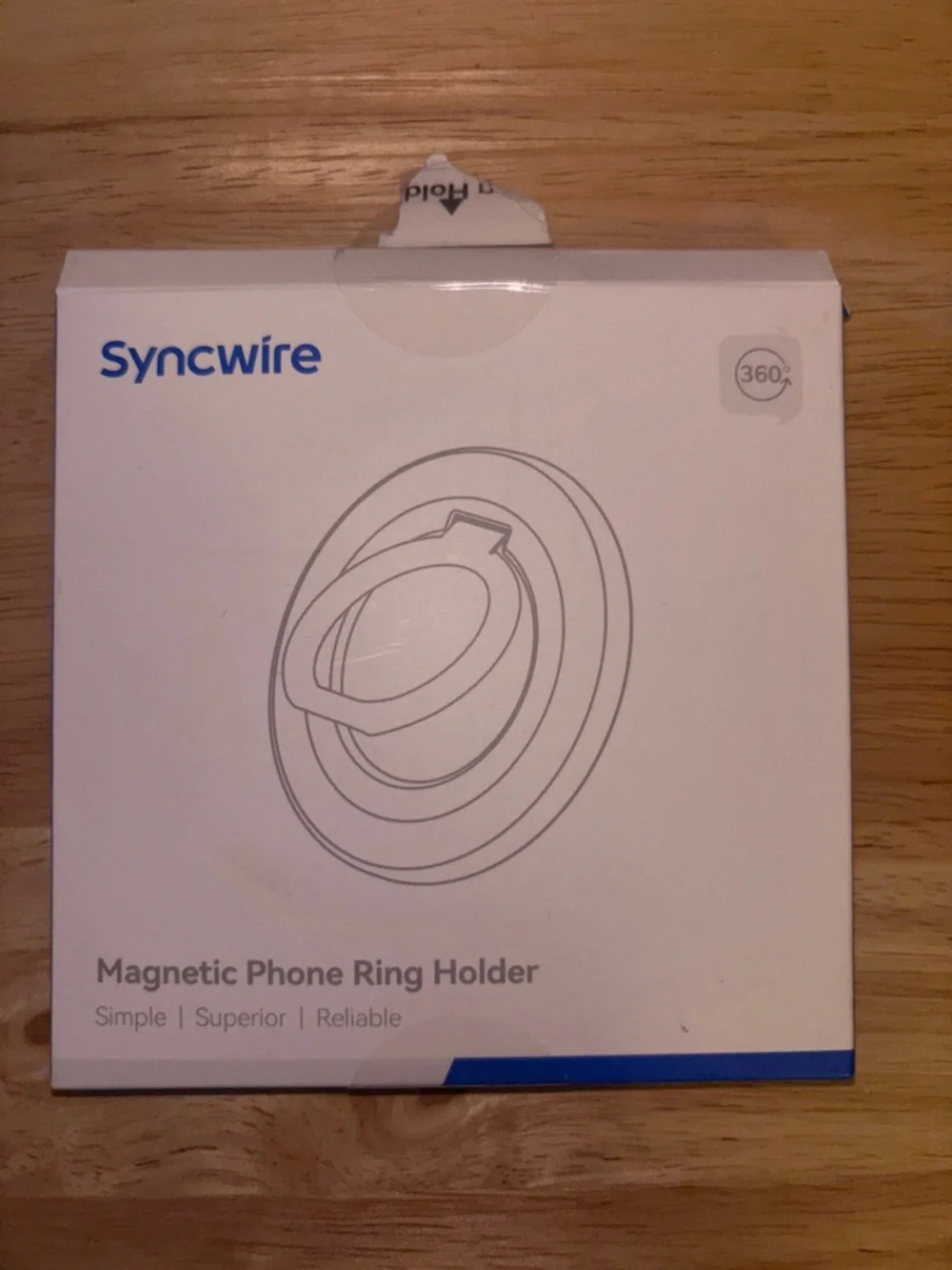 Syncwire Black Magnetic iPhone Ring Holder with Rotating Kickstand, NIB
